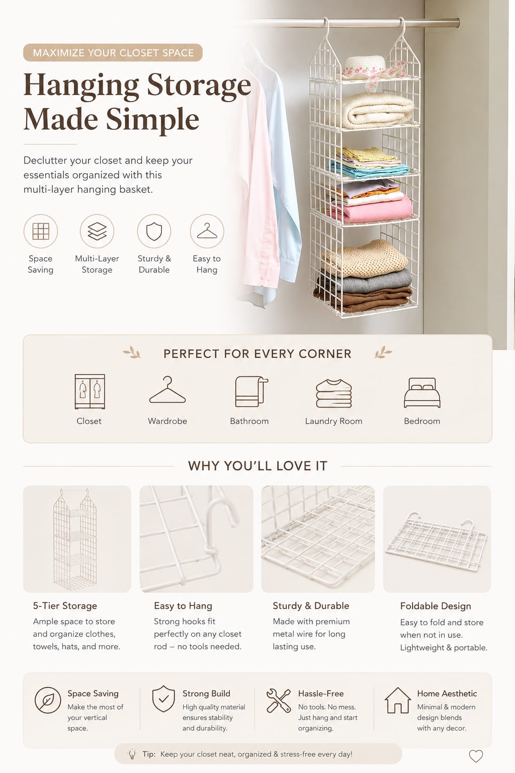 5 Layer Folding Clothes Storage Racks