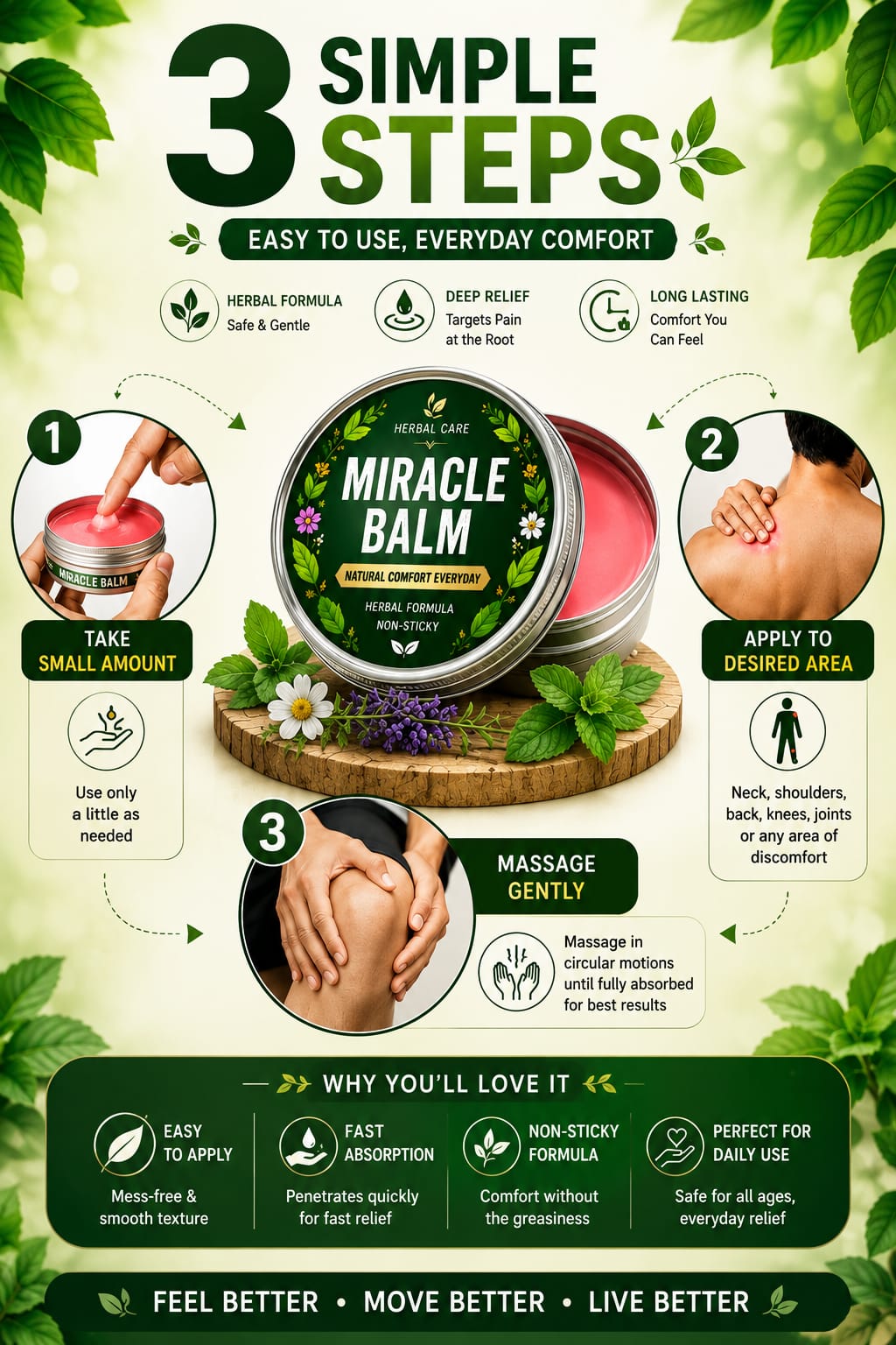 Herbal Miracle Balm for Pain Relief (Pack of 2)