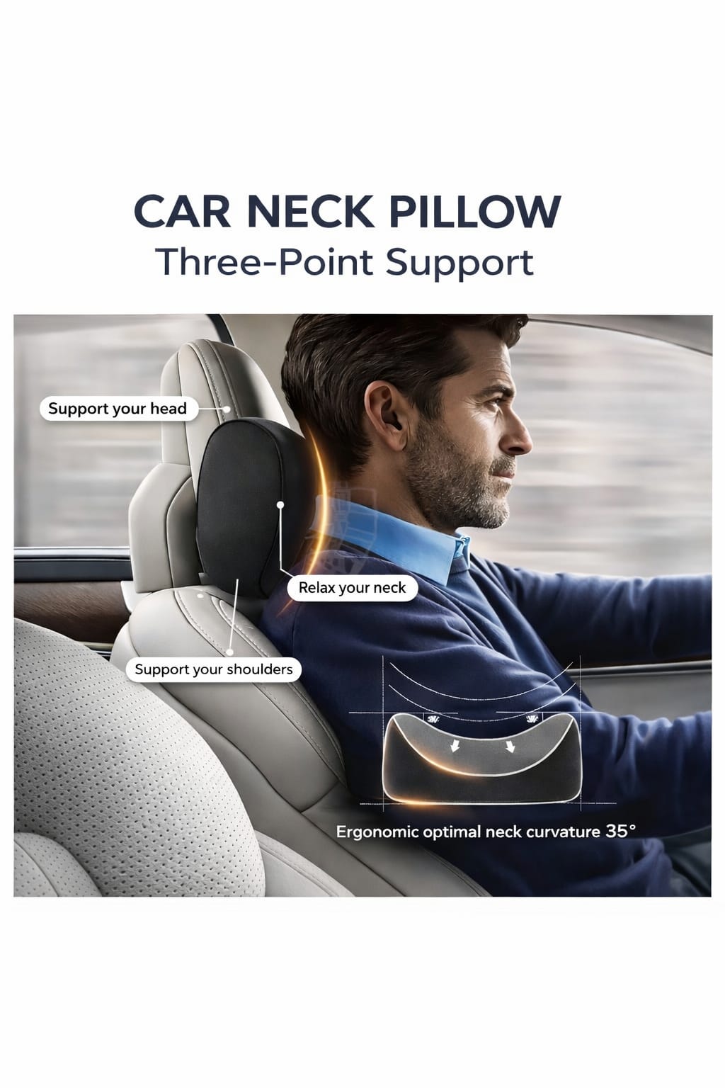 Car Neck Pillow – Premium Memory Foam for Ultimate Neck Pain Relief
