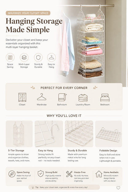 5 Layer Folding Clothes Storage Racks