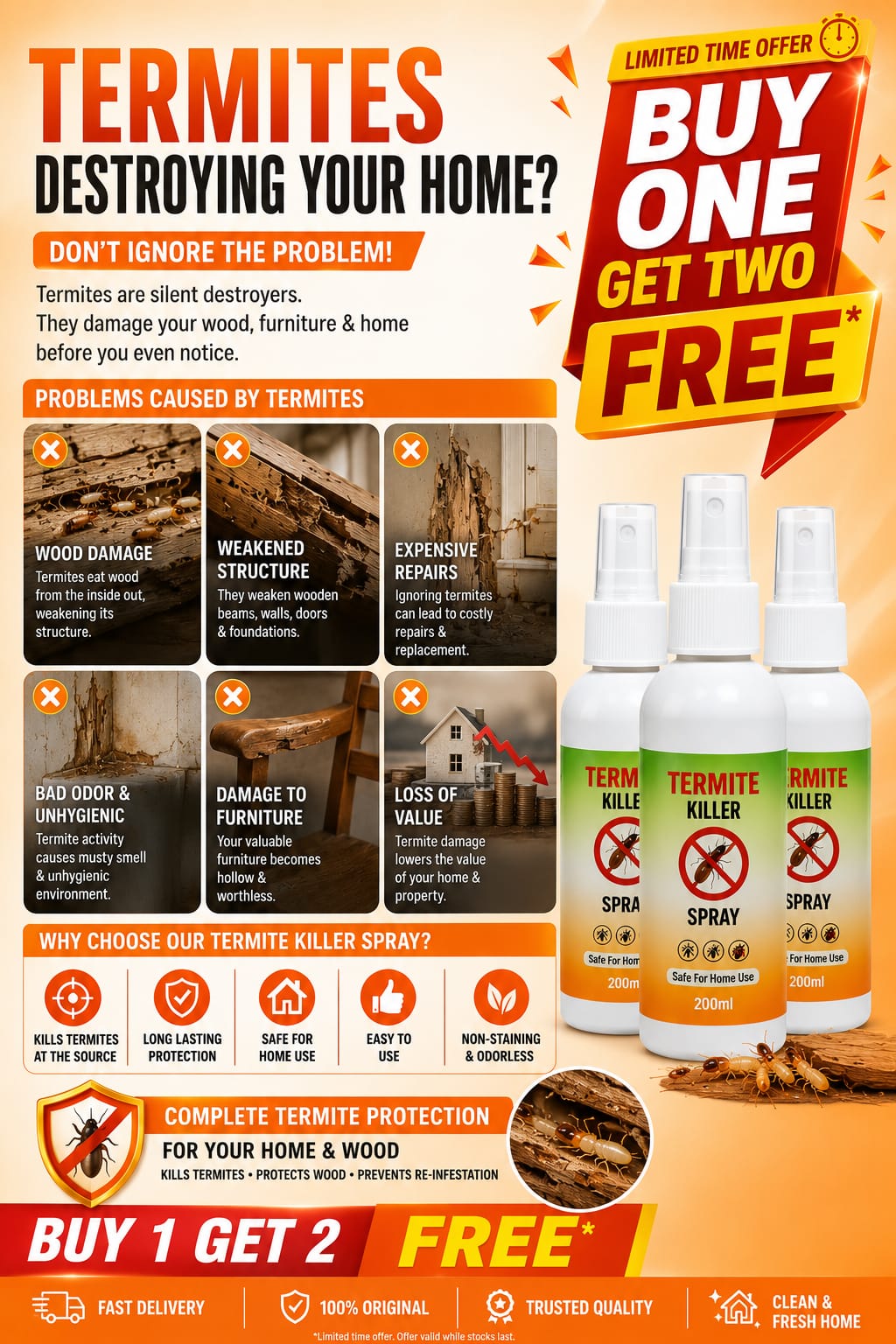 Termite Killer Spray Buy one GET Two Free