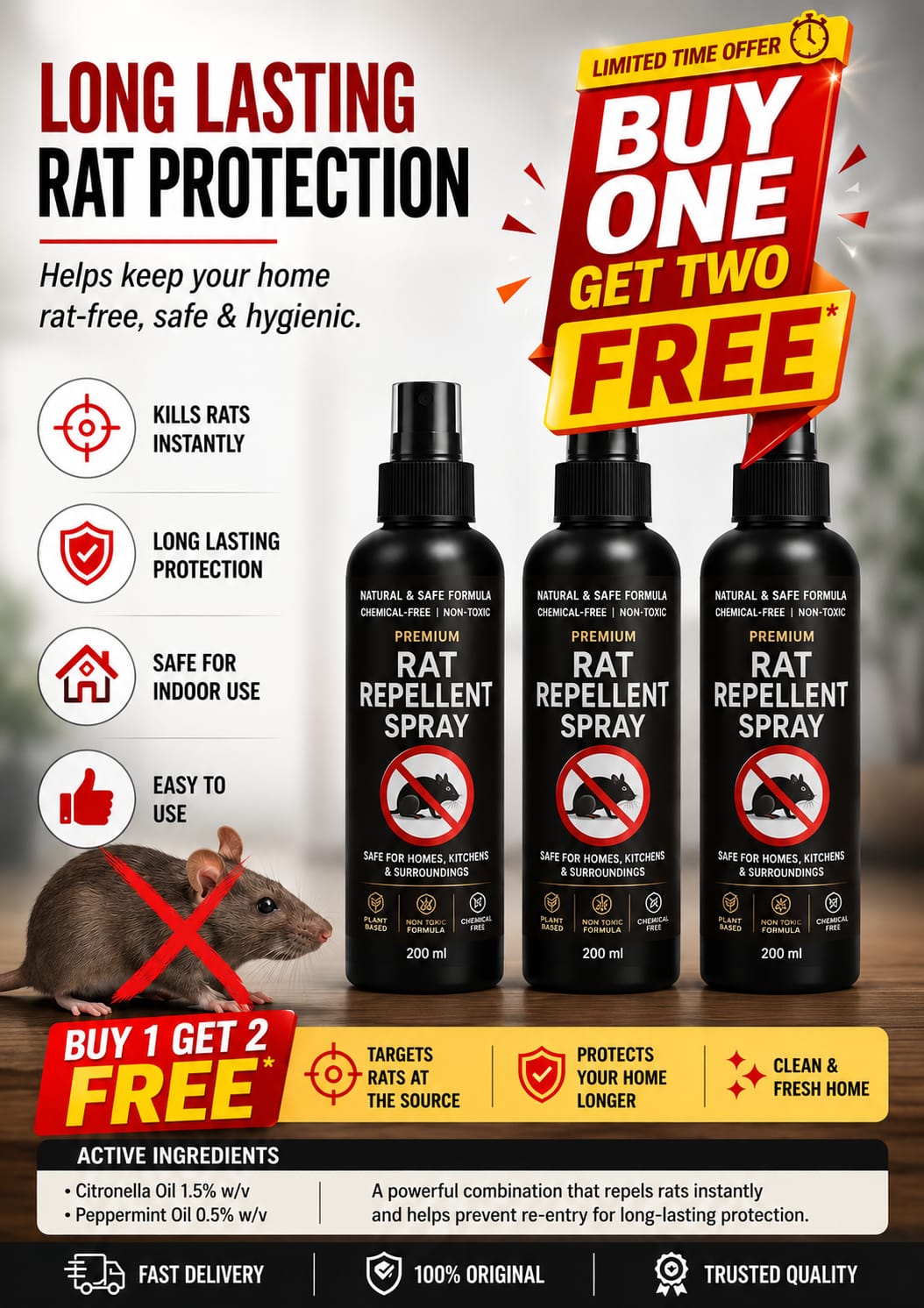 Rat Repellent Spray buy 1 get 2 free
