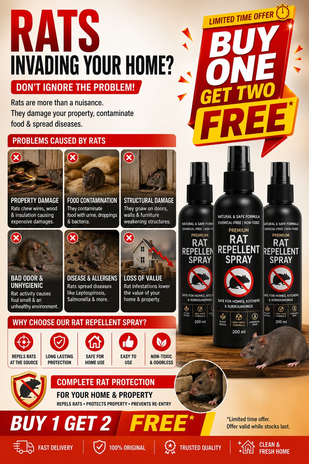 Rat Repellent Spray buy 1 get 2 free