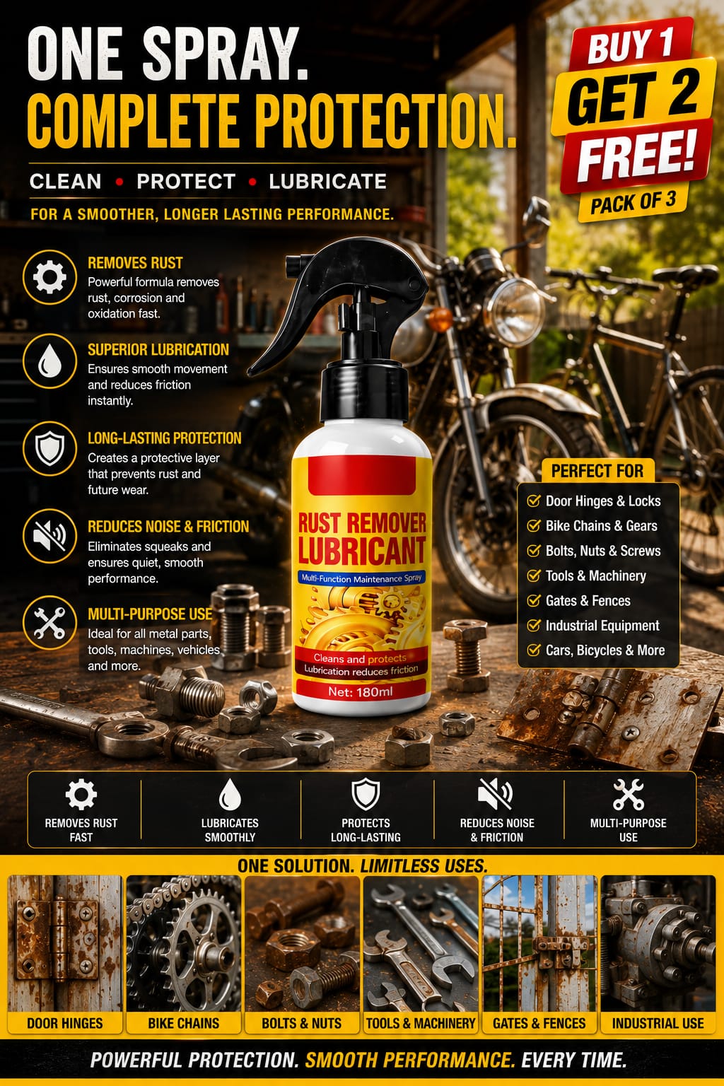 Rust Remover Lubricant Spray  BUY 1 GET 2 FREE >