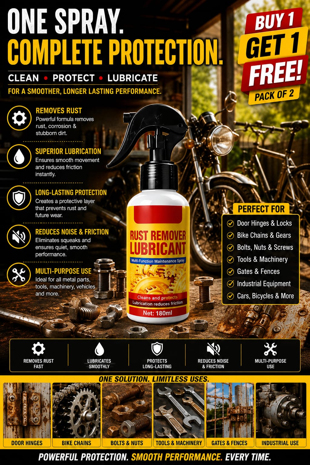 Rust Remover Spray 200ml for Iron, Steel & Metal - buy 1 get 1 free