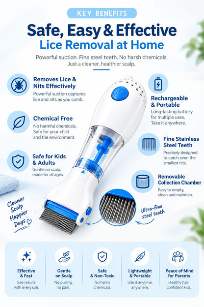 Electrical Chemical Free Head Lice Treatment Removal Comb (Pack of 1)