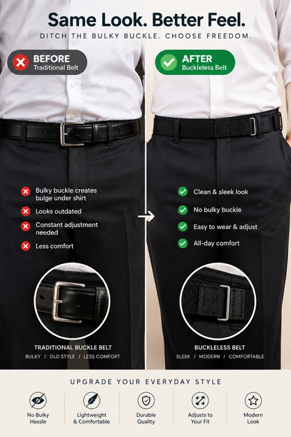 Portable Stylish Metal Hook Buckleless Belt buy 1 get 1 free